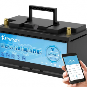 Акумулятор KEPWORTH 12V 100Ah Bluetooth Smart BMS 1280W*h LiFePO4 літій-залізо-фосфат для інверторів/ДБЖ/UPS/сонячних панелей