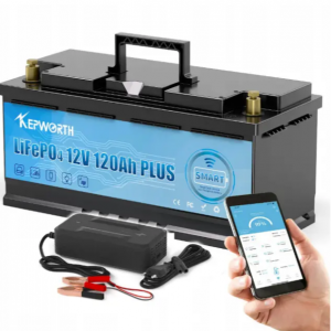 Акумулятор KEPWORTH 12V 120Ah Bluetooth Smart BMS 1536W*h LiFePO4 літій-залізо-фосфат для інверторів/ДБЖ/UPS/сонячних панелей
